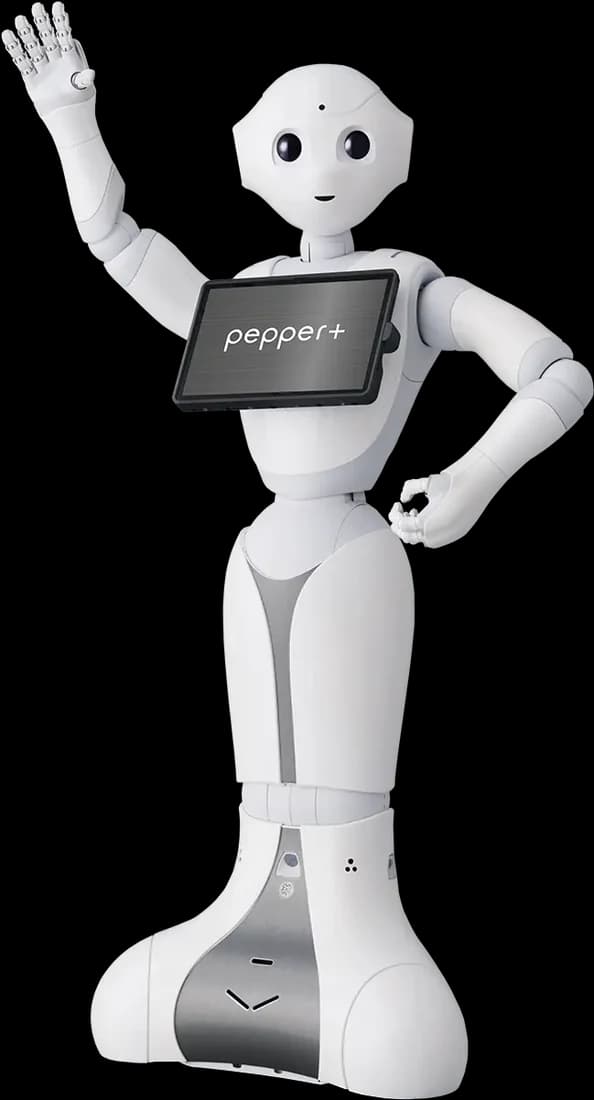 Robotul Pepper+ cu tableta nouă pe piept, 1,21 m